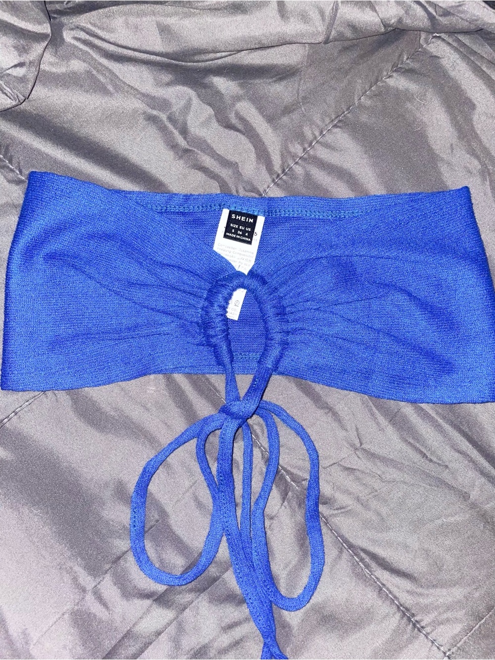 SHEIN Cobalt Blue Ruched Drawstring Bandeau
